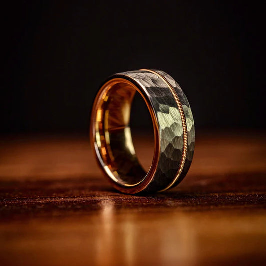 Hammered Gold Guitar String Wedding Ring: The Ultimate Wedding Band for Musicians