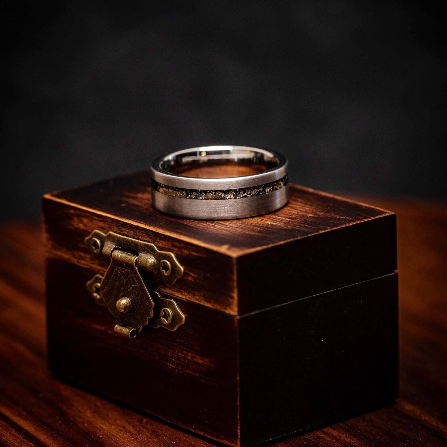 Sophisticated silver meteorite ring for men, adding a touch of celestial beauty to any occasion.