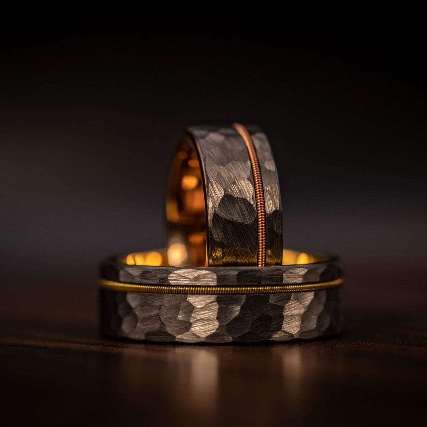 Striking silver and gold wedding ring, a perfect choice for those seeking a distinctive design.