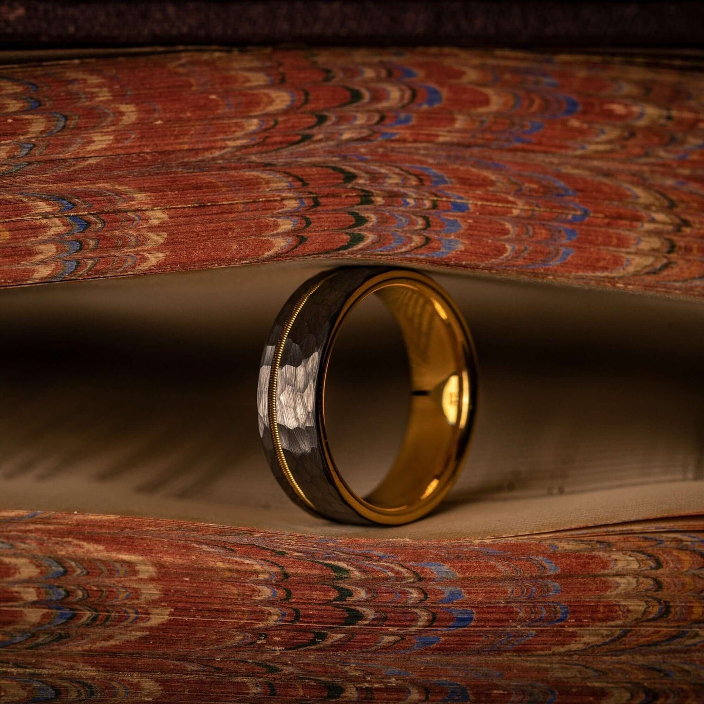 Stylish silver and gold wedding ring, perfect for a unique men's wedding band.