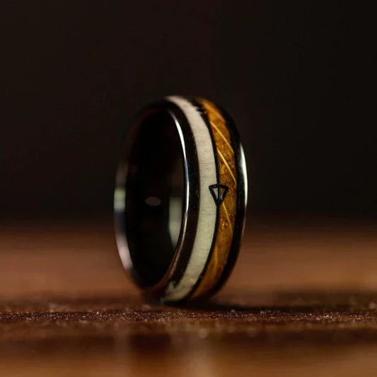 The Perfect Symbol of Strength and Tradition: The Deer Antler Wedding Band with Whiskey Barrel Inlay