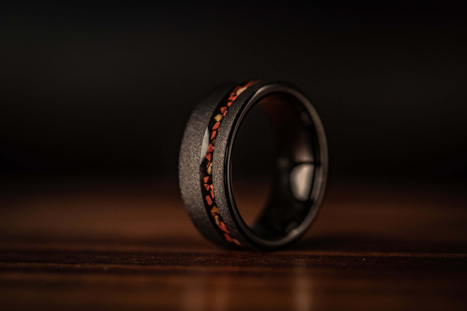 Handcrafted dinosaur fossil ring with unique inlay design, perfect for weddings, engagements, or everyday style. Made with authentic materials.