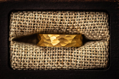 HAMMERED GOLD WEDDING 6mm Ring, 18K Yellow Gold Wedding Band, Men's Engagement Ring, Hammered Ring, Gold Tungsten Ring, Men's Wedding Band