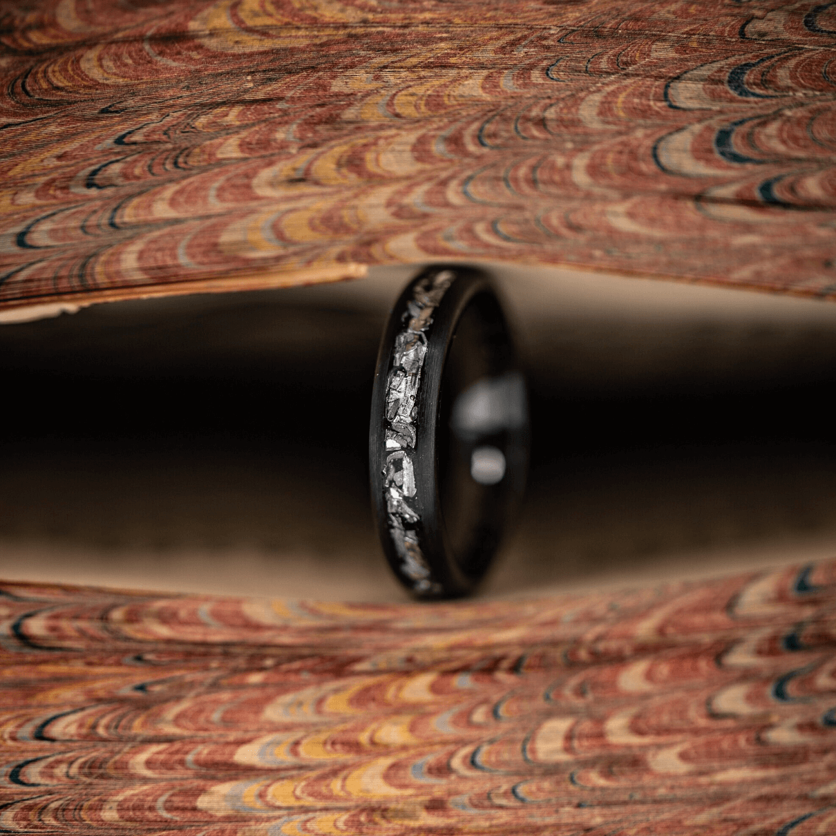 Unique his and hers wedding bands with real meteorite