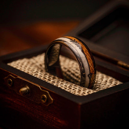 Couples Deer Antler & Whiskey Barrel Wedding Rings, His and Hers Wedding Bands, Engagement Rings, Matching Wedding Rings, Couples Ring Set 6 / 6