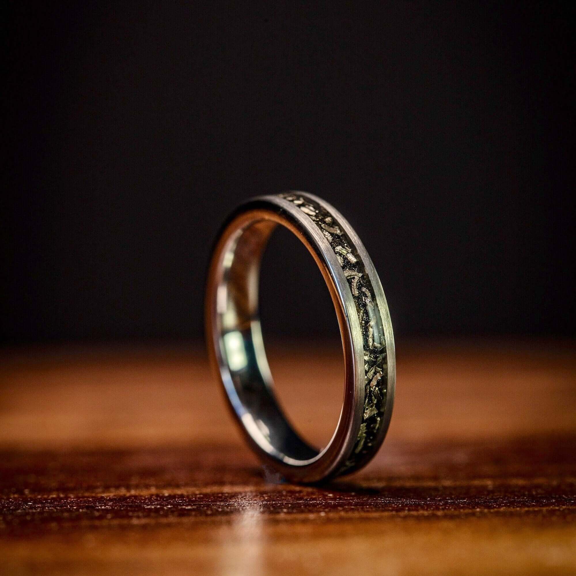 SILVER METEORITE RING, Meteorite Wedding Ring, Real Meteorite Ring, Wo