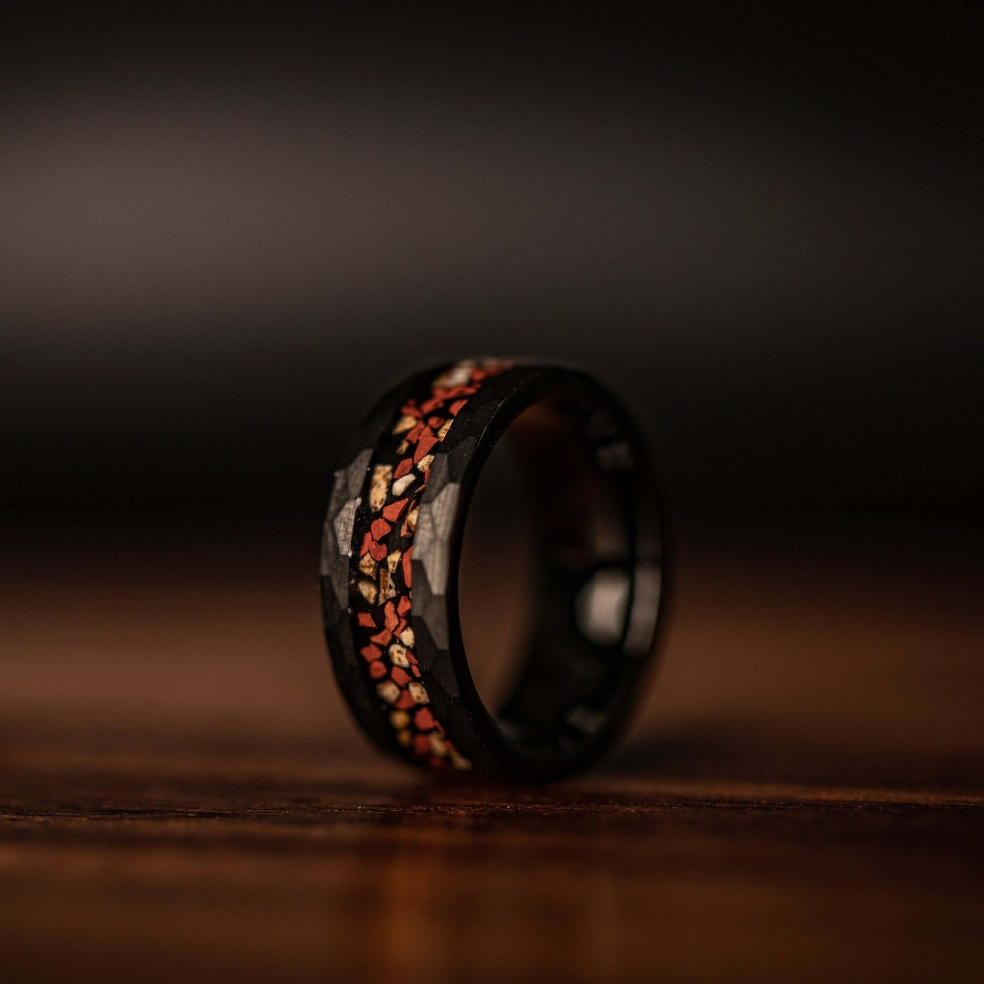 Velociraptor Dinosaur Bone Ring and Gibeon Meteorite Ring made with Meteorite and store Dinosaur Bone