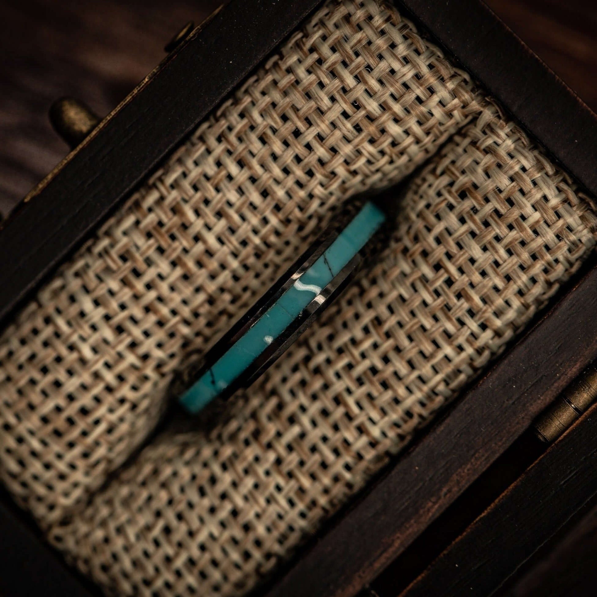 4mm engagement ring with turquoise inlay