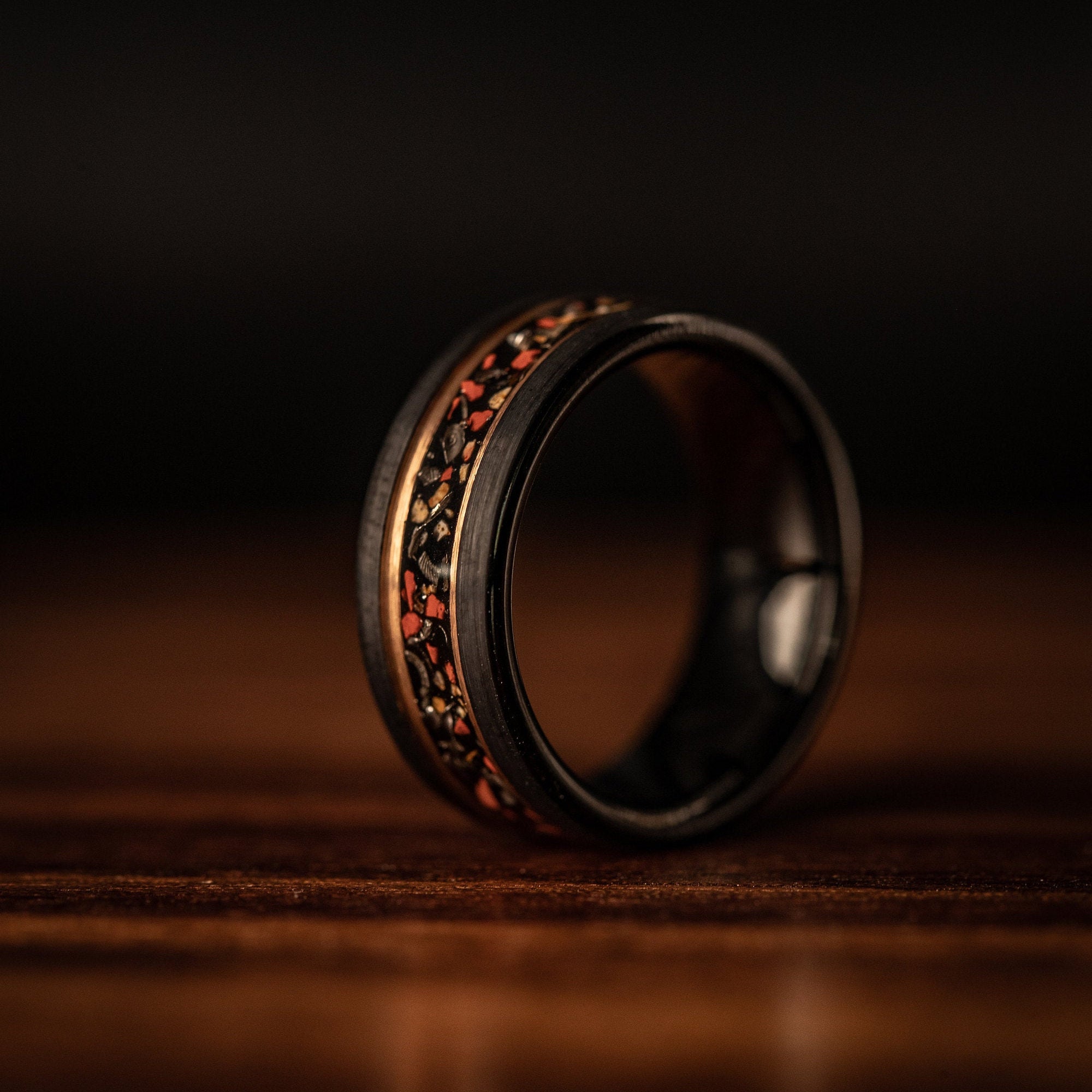 Space ring huh? My wedding ring with Meteorite and Tyrannosaurus bone in  it. : r/Astronomy